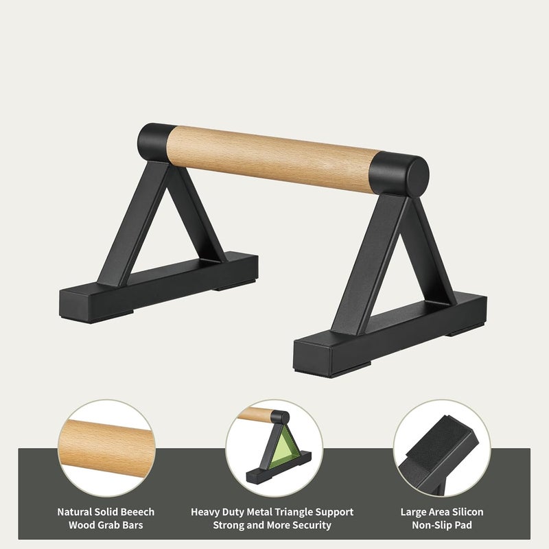 BESTWEI Wood Triangle Push Up Bars for Floor, Strength Training Pushup Stands Parallettes Bars for Home Calisthenics, Fitness, Floor Workouts Solid Wood with Sturdy Metal Bracket, Support 500 lbs - Image 3